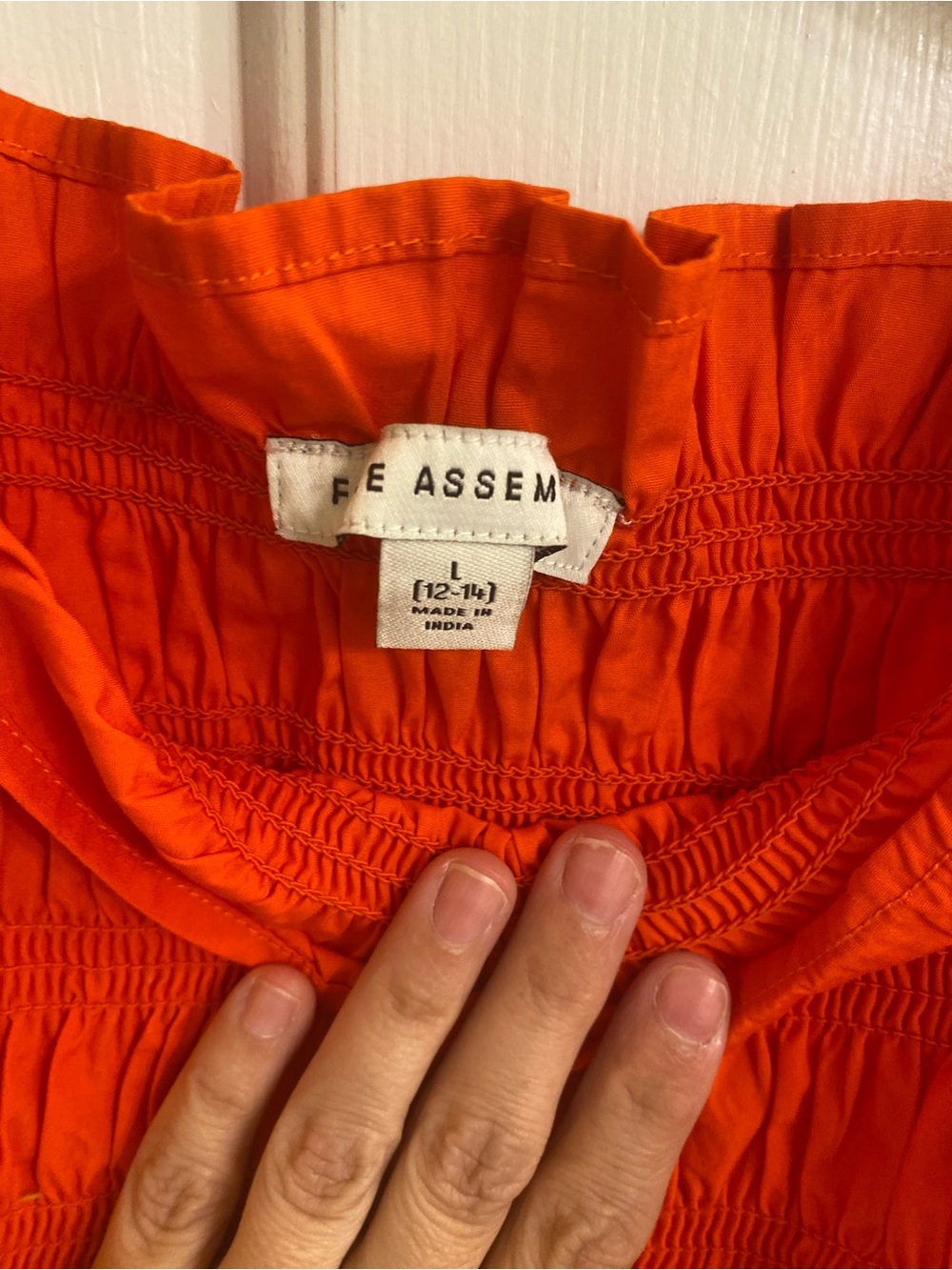 Sleeveless Smocked Peplum Top Bright Orange Coastal Summer Ruffle Top Size Large - Picture 7 of 14